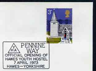 Postmark - Great Britain 1973 cover bearing illustrated cancellation for Pennine Way, Hawes Youth Hostel, stamps on youth, stamps on hotels, stamps on walking