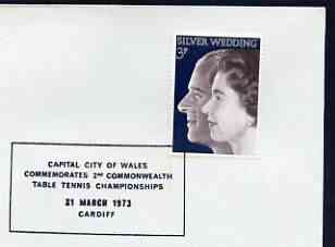 Postmark - Great Britain 1973 cover bearing special cancellation for Capital City of Wales - 2nd Commonwealth Table Tennis Championship (Cardiff), stamps on sport, stamps on table tennis