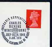 Postmark - Great Britain 1970 cover bearing special cancellation for Charles Dickens David Copperfield, Winterbourne, stamps on literature, stamps on dickens