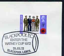 Postmark - Great Britain 1972 cover bearing illustrated cancellation for Blackpool FC Enter the Watney Cup, stamps on football, stamps on alcohol, stamps on sport