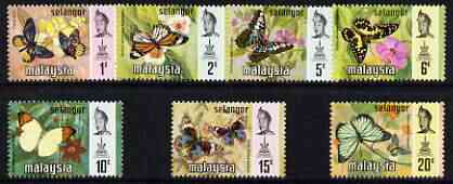 Malaya - Selangor 1971 Butterflies def set of 7 complete unmounted mint (Bradbury Wilkinson printing), SG 146-52, stamps on butterflies