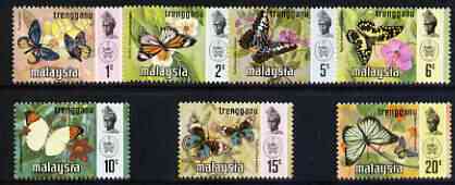 Malaya - Trengganu 1971 Butterflies definitive set of 7 complete unmounted mint (Bradbury Wilkinson printing), SG 110-16, stamps on butterflies