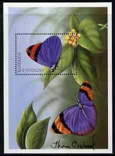 Antigua 1997 Butterflies perf m/sheet (Euphaedra nepphron) signed by Thomas C Wood the designer, unmounted mint SG MS 2436b, stamps on butterflies, stamps on 