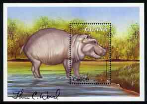 Ghana 2000 Fauna & Flora 6000c perf m/sheet (Hippopotamus) signed by Thomas C Wood the designer unmounted mint, SG MS 3015a, stamps on animals, stamps on hippo
