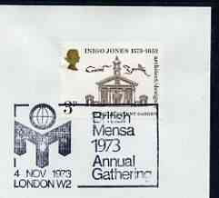 Postmark - Great Britain 1973 cover bearing illustrated cancellation for British Mensa Annual Gathering, stamps on mathematics, stamps on maths
