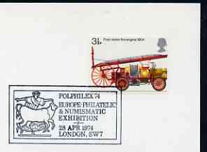 Postmark - Great Britain 1974 cover bearing illustrated cancellation for PolPhilex '74, Philatelic & Numismatic Exhibition (showing Sheep), stamps on stamp exhibitions, stamps on ovine, stamps on sheep, stamps on coins