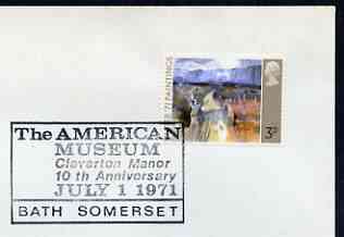 Postmark - Great Britain 1971 cover bearing special cancellation for The American Museum, Bath, stamps on americana, stamps on museums