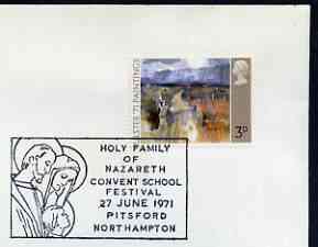 Postmark - Great Britain 1971 cover bearing illustrated cancellation for Holy Family of Nazareth Convent School Festival, stamps on religion, stamps on education