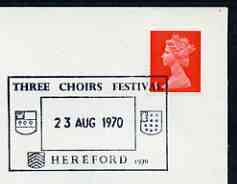 Postmark - Great Britain 1970 cover bearing illustrated cancellation for Three Choirs Festival, Hereford, stamps on , stamps on  stamps on music, stamps on  stamps on arms, stamps on  stamps on heraldry