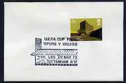 Postmark - Great Britain 1972 cover bearing illustrated cancellation for UEFA Cup Final Spurs v Wolves, stamps on , stamps on  stamps on football, stamps on  stamps on sport