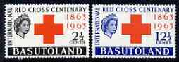 Basutoland 1963 Red Cross Centenary perf set of 2 unmounted mint, SG 81-82, stamps on red cross, stamps on medical