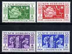 New Hebrides - English 1956 50th Anniversary of Condominion perf set of 4 unmounted mint, SG 80-83*, stamps on ships, stamps on masks