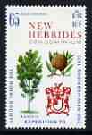 New Hebrides - English 1971 Royal Society Expedition 65c unmounted mint, SG 151*, stamps on , stamps on  stamps on trees, stamps on  stamps on heraldry, stamps on  stamps on arms