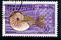 New Hebrides - English 1963-72 Nautilus Shell 30c from def set very fine cds used, SG 103, stamps on shells, stamps on marine life