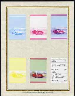 St Lucia 1985 Cars #3 (Leaders of the World) $1.50 Ferrari '246 GTS' set of 7 imperf progressive proof pairs comprising the 4 individual colours plus 2, 3 and all 4 colour composites mounted on special Format International cards (as SG 795a), stamps on cars, stamps on ferrari