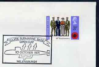 Postmark - Great Britain 1971 cover bearing illustrated cancellation for Clyde Submarine Base Open Day, stamps on ships, stamps on submarines