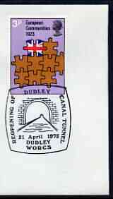 Postmark - Great Britain 1973 cover bearing illustrated cancellation for Reopening of Dudley Canal Tunnel, stamps on canals, stamps on tunnels, stamps on bridges