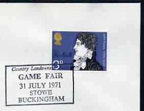 Postmark - Great Britain 1971 cover bearing special cancellation for Country Landowners Assn Game Fair, stamps on game, stamps on hunting
