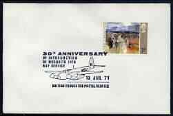 Postmark - Great Britain 1971 cover bearing illustrated cancellation for 30th Anniversary of Introduction of Mosquito into RAF service (BFPS), stamps on militaria, stamps on aviation, stamps on  raf , stamps on mosquito