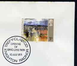 Postmark - Great Britain 1971 cover bearing special cancellation for Opening of Offas Dyke Path, Knighton Radnor, stamps on walking, stamps on castles, stamps on environment, stamps on vikings