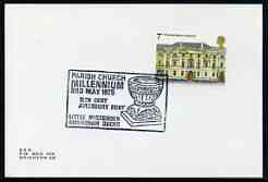 Postmark - Great Britain 1975 card bearing illustrated cancellation for Parish Church Millennium, Little Missenden, stamps on religion, stamps on churches