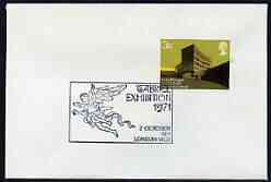 Postmark - Great Britain 1971 cover bearing illustrated cancellation for Garbiel Exhibition, London, stamps on angels, stamps on london