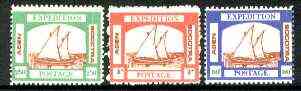 Cinderella - Aden Expedition Postage set of 3 labels depicting Arab Dhow unmounted mint, stamps on ships, stamps on  cinderella