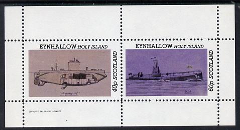 Eynhallow 1982 Submarines (Argonaut & U24) perf set of 2 values (40p & 60p) unmounted mint, stamps on ships, stamps on submarines