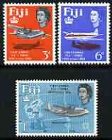 Fiji 1964 25th Anniversary of First Fiji-Tonga Airmail Service perf set of 3 unmounted mint, SG 338-40, stamps on postal, stamps on aviation, stamps on flying boats, stamps on maps