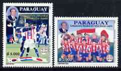 Paraguay 2002 Football World Cup (Japan/Korea) perf set of 2 unmounted mint (only 15,000 produced), stamps on football, stamps on sport