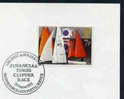 Postmark - Great Britain 1975 card bearing special cancellation for Financial Times Clipper Race (BFPS), stamps on newspapers, stamps on ships, stamps on sport