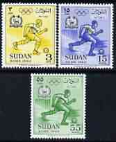Sudan 1960 Rome Olympic Games perf set of 3 unmounted mint, SG 155-57, stamps on olympics, stamps on football, stamps on sport