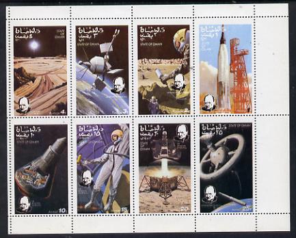 Oman 1973 Churchill Birth Centenary (Space) perf set of 8 values (1b to 25b) unmounted mint, stamps on churchill  personalities  space
