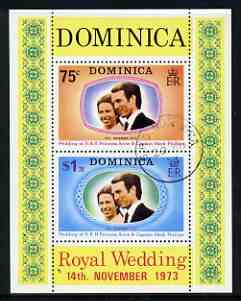 Dominica 1973 Royal Wedding m/sheet fine cds used, SG MS 396, stamps on royalty, stamps on anne, stamps on mark