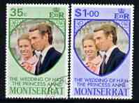 Montserrat 1973 Royal Wedding set of 2 fine cds used, SG 322-23, stamps on , stamps on  stamps on royalty, stamps on  stamps on anne, stamps on  stamps on mark