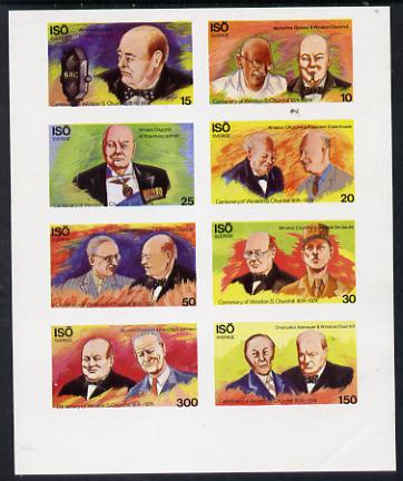 Iso - Sweden 1974 Churchill Birth Centenary imperf sheetlet containing complete set of 8 values (10 to 300) unmounted mint, stamps on , stamps on  stamps on personalities, stamps on  stamps on churchill, stamps on  stamps on constitutions, stamps on  stamps on  ww2 , stamps on  stamps on masonry, stamps on  stamps on masonics, stamps on  stamps on gandhi    microphone, stamps on  stamps on  iso , stamps on  stamps on 