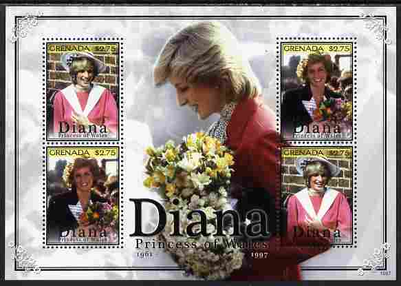 Grenada 2010 Princess Diana #1 perf sheetlet containing 4 values unmounted mint, stamps on , stamps on  stamps on personalities, stamps on  stamps on diana, stamps on  stamps on royalty, stamps on  stamps on women