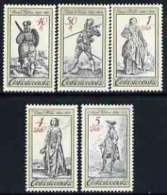 Czechoslovakia 1983 Period Costumes from Old Engravings perf set of 5 unmounted mint, SG 2707-11, stamps on arts, stamps on engravings, stamps on costumes, stamps on watteau