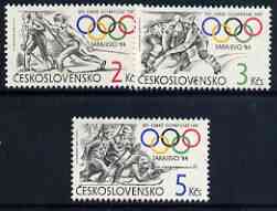 Czechoslovakia 1984 Winter Olympic Games, Sarajevo perf set of 3 unmounted mint, SG 2715-17, stamps on olympics, stamps on skiing, stamps on ice hockey, stamps on biathlon