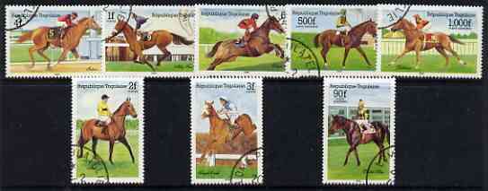 Togo 1985 Racehorses perf set of 8 fine cds used, SG 1776-83, stamps on horses, stamps on racehorses, stamps on horse racing