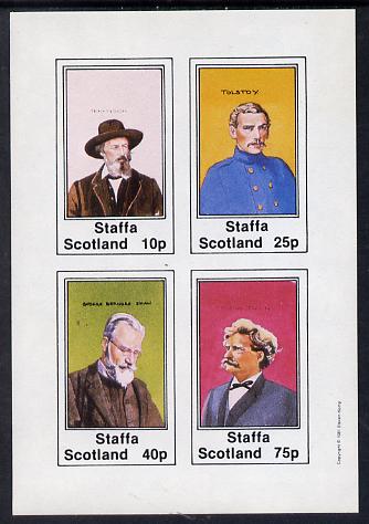 Staffa 1981 Writers (Tennyson, Shaw, Tolstoi & Mark Twain) imperf set of 4 values (10p to 75p) unmounted mint , stamps on literature    personalities       books