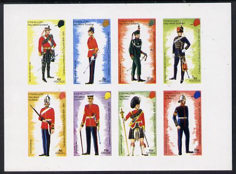 Eynhallow 1974 Churchill Birth Centenary (Military Uniforms) imperf set of 8 values (0.5p to 30p) unmounted mint, stamps on churchill  militaria  personalities, stamps on uniforms