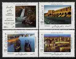 Iran 1992 World Tourism Day perf set of 4 unmounted mint, SG 2712-15*, stamps on tourism, stamps on ships, stamps on waterfalls