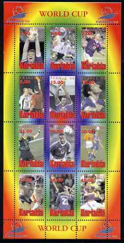 Koriakia Republic 1998 Football World Cup perf sheetlet containing complete set of 12 values unmounted mint, stamps on football, stamps on sport