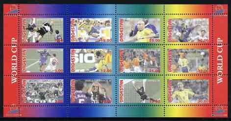 Dagestan Republic 1998 Football World Cup perf sheetlet containing complete set of 12 values unmounted mint, stamps on football, stamps on sport