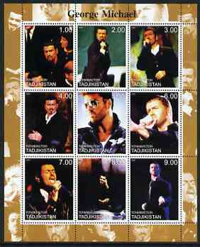 Tadjikistan 2000 George Michael perf sheetlet containing 9 values unmounted mint, stamps on personalities, stamps on music, stamps on pops