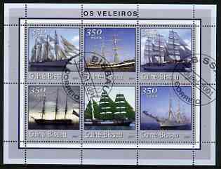 Guinea - Bissau 2001 Tall Ships perf sheetlet containing 6 values cto used, stamps on ships