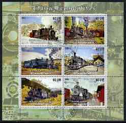 Mauritania 2003 Classic Locomotives perf sheetlet containing 6 values cto used, stamps on railways