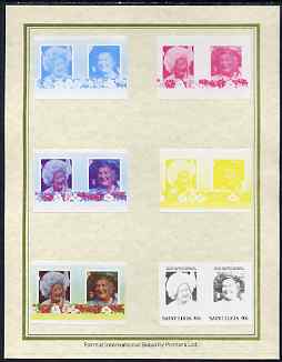St Lucia 1985 Life & Times of HM Queen Mother (Leaders of the World) 40c set of 7 imperf progressive proof pairs comprising the 4 individual colours plus 2, 3 and all 4 c..., stamps on royalty, stamps on queen mother