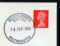 Postmark - Great Britain 1970 cover bearing special cancellation for Mayflower (350 Years), Plymouth, stamps on ships, stamps on 